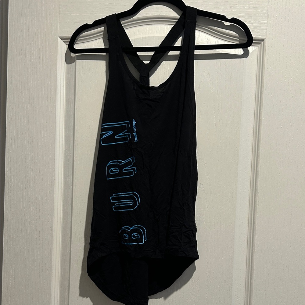 Black Burn Active Women’s Racerback Tank with Blue Logo